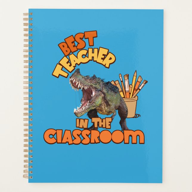 Funny Dinosaur Art Teacher Creative Classroom Planner (Front)