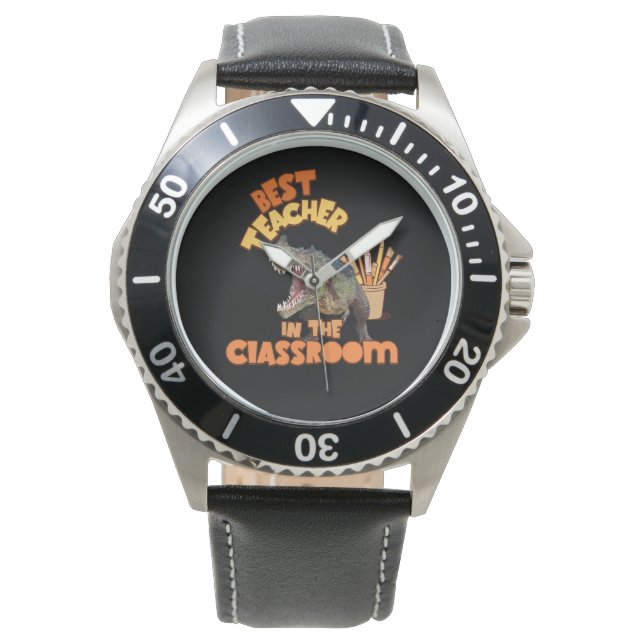Funny Dinosaur Art Teacher Creative Classroom Watch (Front)