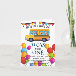 Funny dinosaur Back To School Bus boy Birthday  Invitation