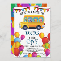 Funny dinosaur Back To School Bus boy Birthday