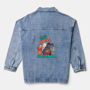 Funny Dinosaur Best Teacher in the Classroom Denim Jacket