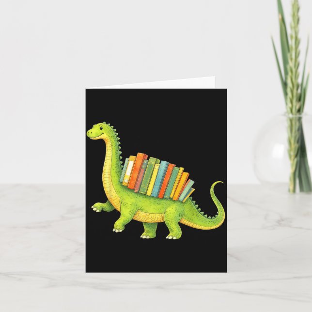 Funny Dinosaur Book Lover Bookworm Reading Books Card (Front)