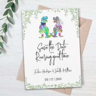Funny Dinosaur Bride and Groom Wedding Save The Date