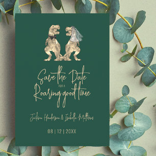 Funny Dinosaur Bride and Groom Wedding Save The Date