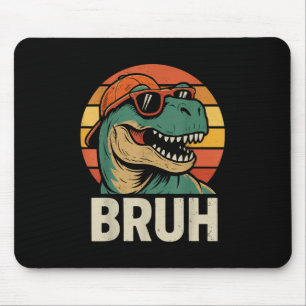 Funny Dinosaur Bruh Meme Vintage T-rex Mouse Pad