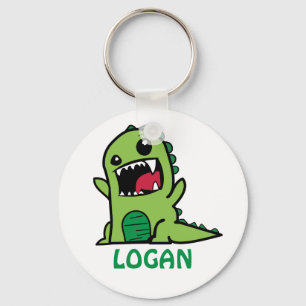 Funny dinosaur cartoon with name keychain