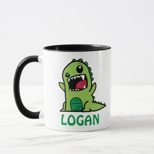 Funny dinosaur cartoon with name mug (Left)