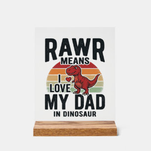 Funny Dinosaur Dad RAWR Vintage Shirt Design_1 Acrylic Sign