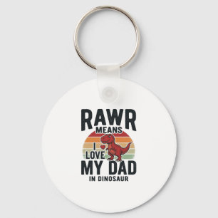 Funny Dinosaur Dad RAWR Vintage Shirt Design_1 Keychain