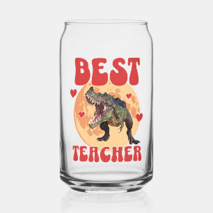 Funny Dinosaur Dino Best Teacher Can Glass
