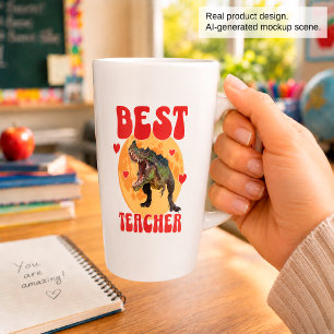 Funny Dinosaur Dino Best Teacher Latte Mug