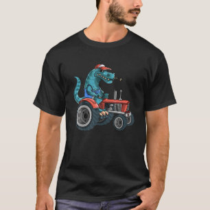 Funny Dinosaur Driving Riding Dino Driver Farm Tra T-Shirt