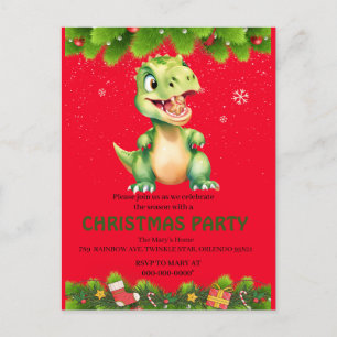 Funny Dinosaur eat gingerbread cookies Christmas Holiday Postcard