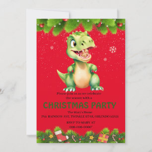 Funny Dinosaur eat gingerbread cookies Christmas Invitation