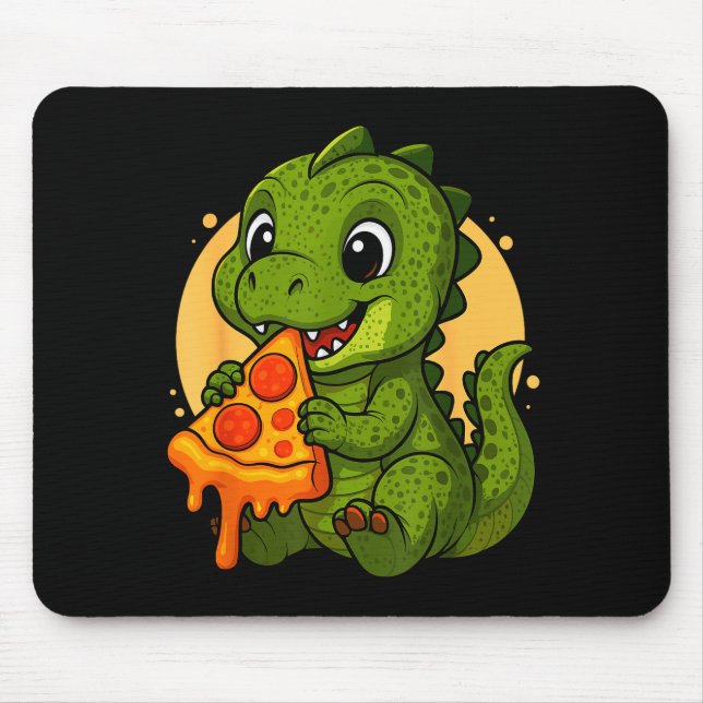 Funny Dinosaur Eating Zza Graphic Boys Girls Dinos Mouse Pad (Front)
