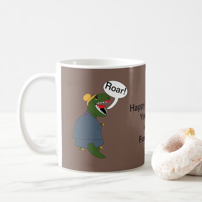 Funny Dinosaur Female Boss Personalize Coffee Mug (With Donut)