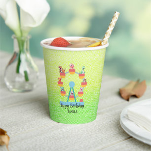 Funny dinosaur Ferris wheel Birthday party DIY Nam Paper Cups