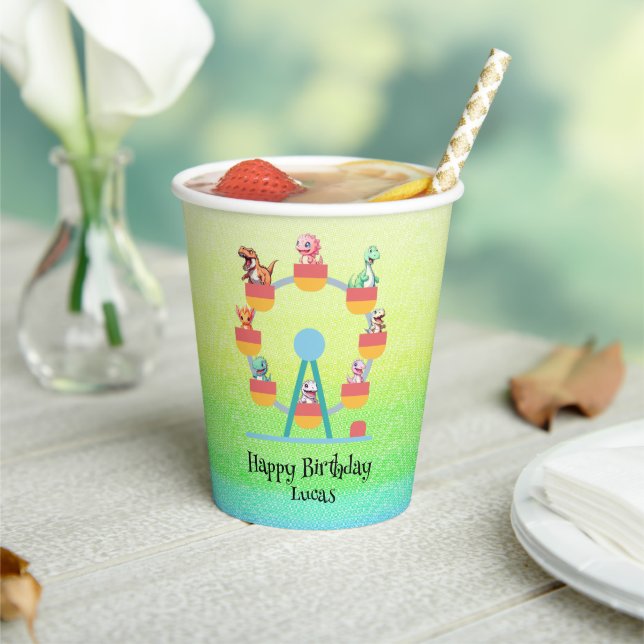 Funny dinosaur Ferris wheel Birthday party DIY Nam Paper Cups (Insitu)