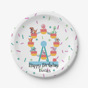 Funny dinosaur Ferris wheel Birthday party DIY Nam Paper Plate
