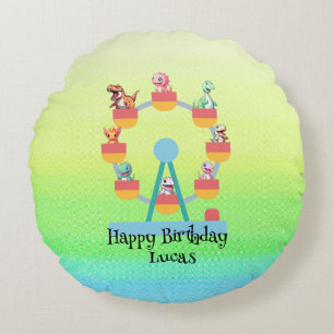 Funny dinosaur Ferris wheel Birthday party DIY Nam Round Pillow