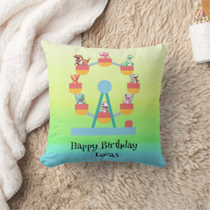 Funny dinosaur Ferris wheel Birthday party DIY Nam Throw Pillow