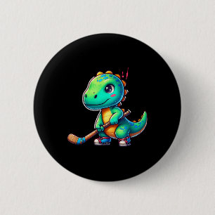 Funny Dinosaur Field Hockey Player Cool Team 2 Inch Round Button