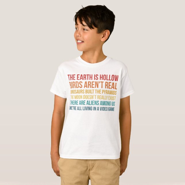 Funny Dinosaur Flat Earth Alien Conspiracy Theory T-Shirt (Front Full)