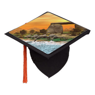 Funny dinosaur graduation cap topper