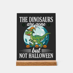 Funny Dinosaur Halloween Witch Graphic Acrylic Sign