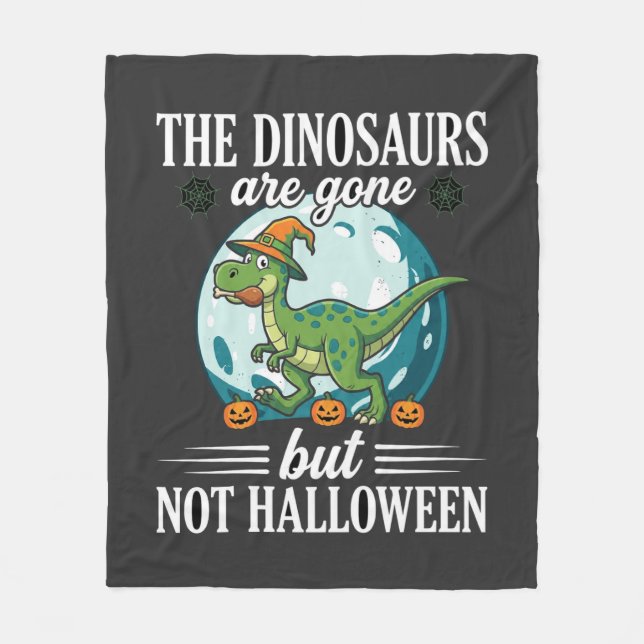 Funny Dinosaur Halloween Witch Graphic Fleece Blanket (Front)