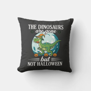 Funny Dinosaur Halloween Witch Graphic Throw Pillow