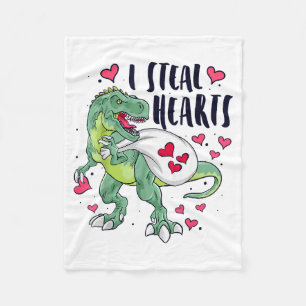 Funny Dinosaur Hearts Valentines Day T-rex Fleece Blanket