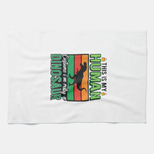 Funny Dinosaur Human Costume Halloween Kitchen Towel
