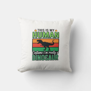 Funny Dinosaur Human Costume Halloween Throw Pillow