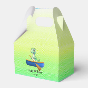 Funny dinosaur Kayak sailing Birthday party Favor Box