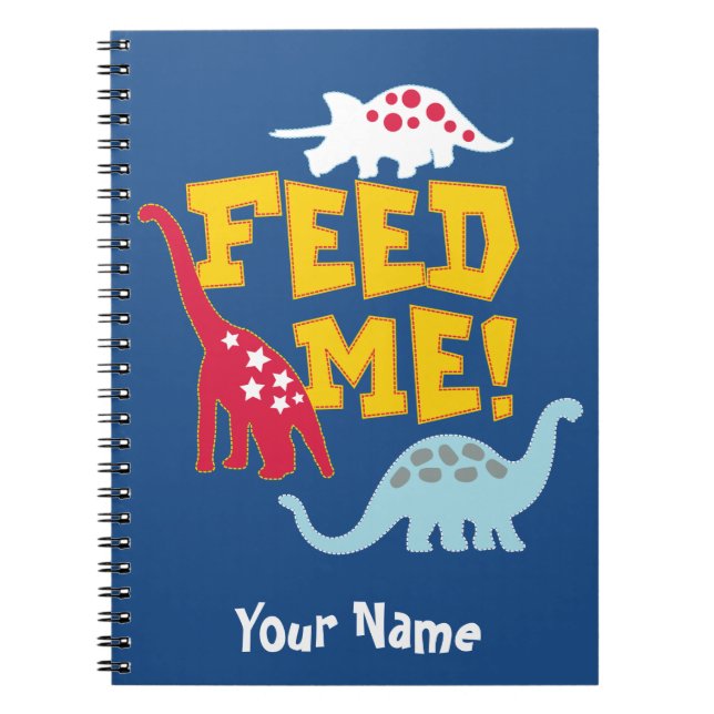 Funny Dinosaur Kids' Royal Blue Personalized Notebook (Front)