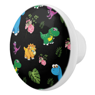 Funny Dinosaur, leaves Ceramic Knob