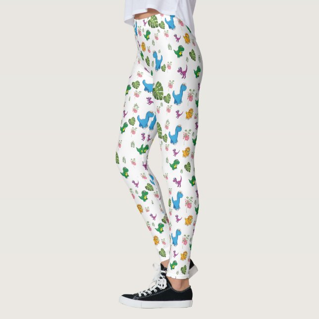 Funny Dinosaur leaves Leggings (Left)