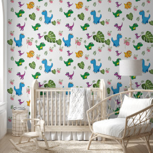 Funny Dinosaur leaves Pattern Wallpaper