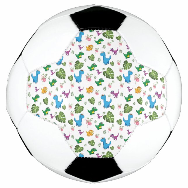 Funny Dinosaur, leaves Soccer Ball (Front)