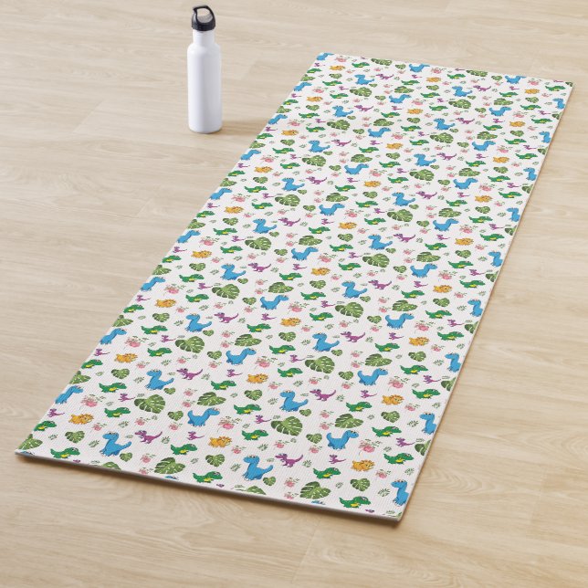 Funny Dinosaur, leaves Yoga Mat (In Situ)
