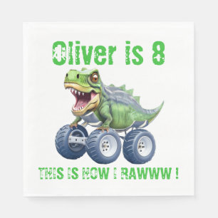 Funny dinosaur monster truck  napkin
