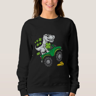 Funny Dinosaur Monster Truck St Patrick's Day Boys Sweatshirt