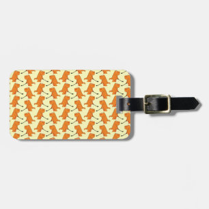 Funny Dinosaur Playing Golf Orange T Rex Golfing Luggage Tag