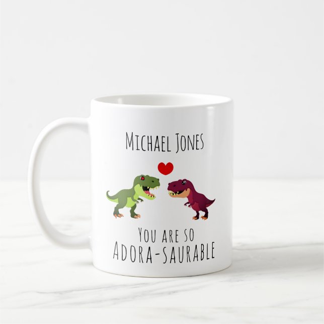 Funny Dinosaur Pun Valentines Day Mug For Him (Left)