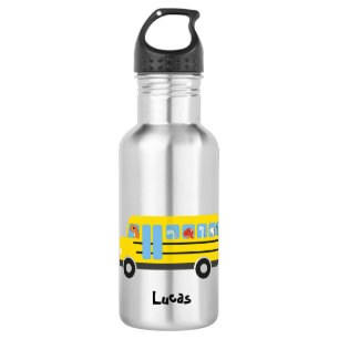 Funny dinosaur Ready Back To School Bus boys kids  532 Ml Water Bottle