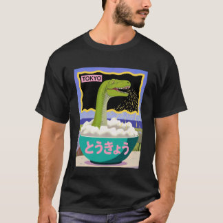 Funny Dinosaur Rice Bowl Tokyo Japan Pop Art Humou T-Shirt