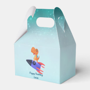 Funny dinosaur rocket back 2 School Birthday party Favor Box