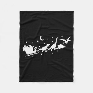 Funny Dinosaur Santa Sleigh Xmas Pajamas For Famil Fleece Blanket