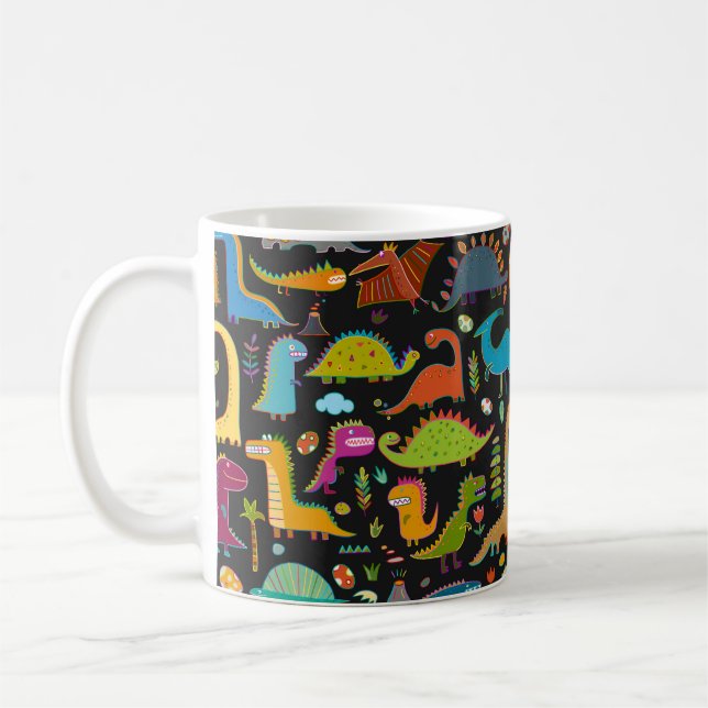 Funny dinosaur seamless pattern coffee mug (Left)